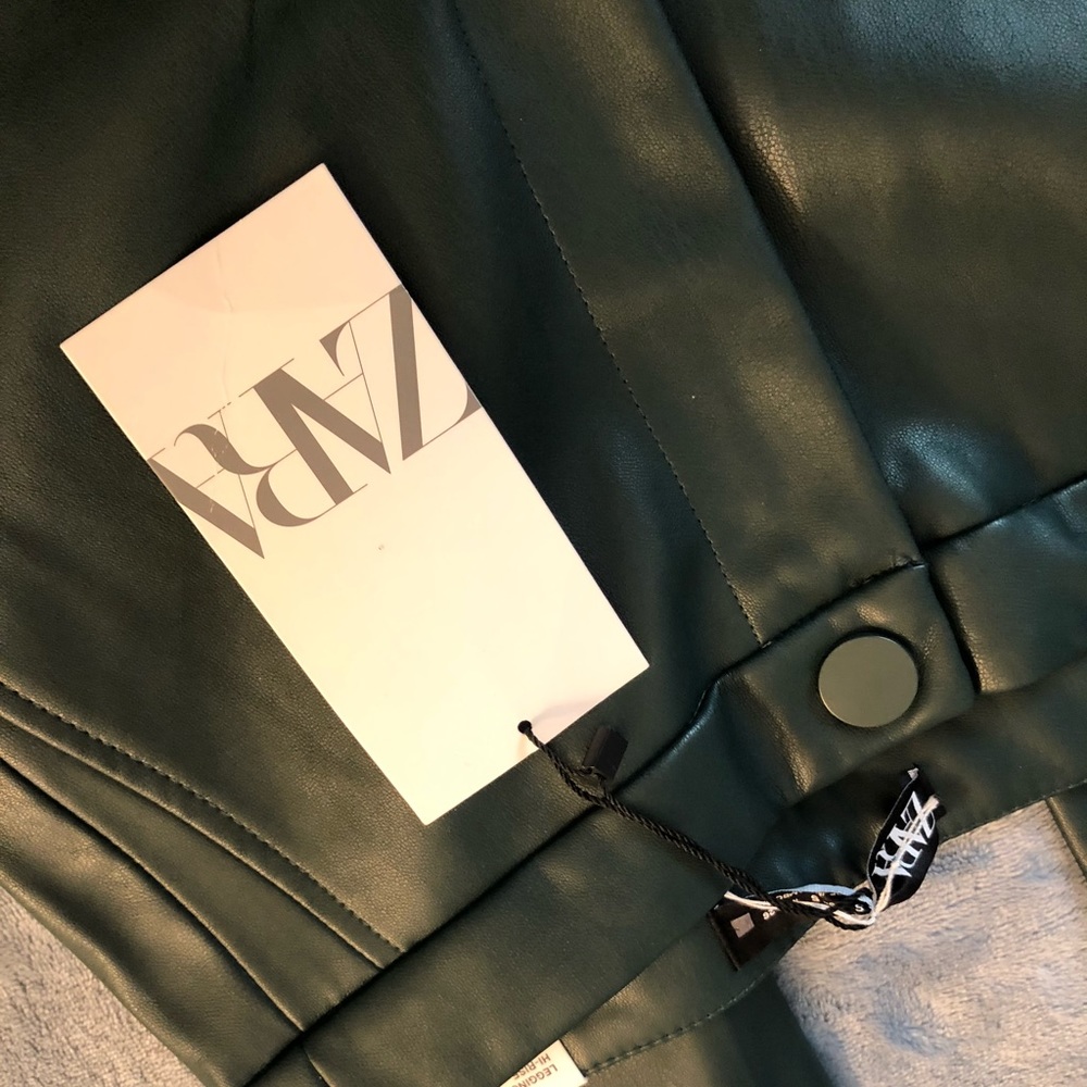 zara high rise leather pants